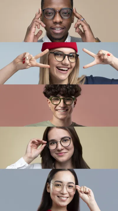 People with glasses collage
