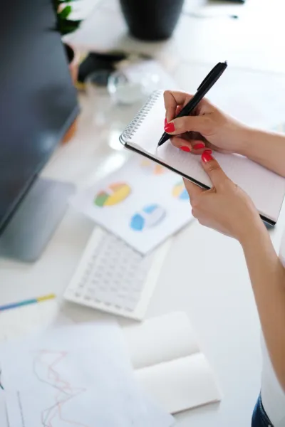 Adult woman working office